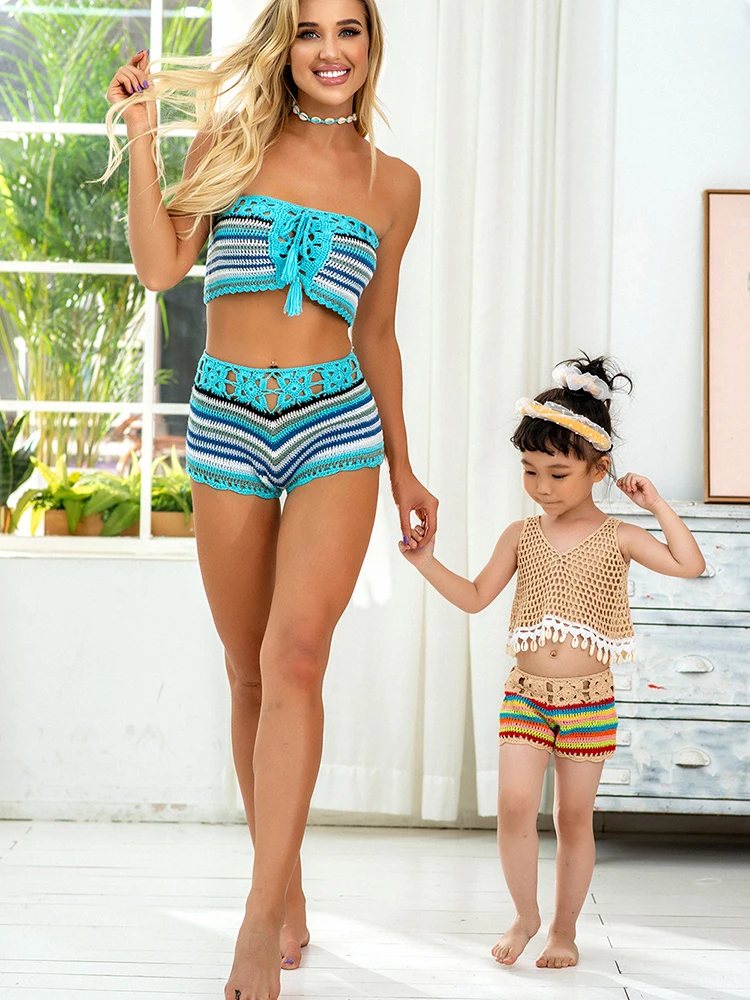 A stylish crochet bikini set inspired by Isla de las Tentaciones, perfect for summer.